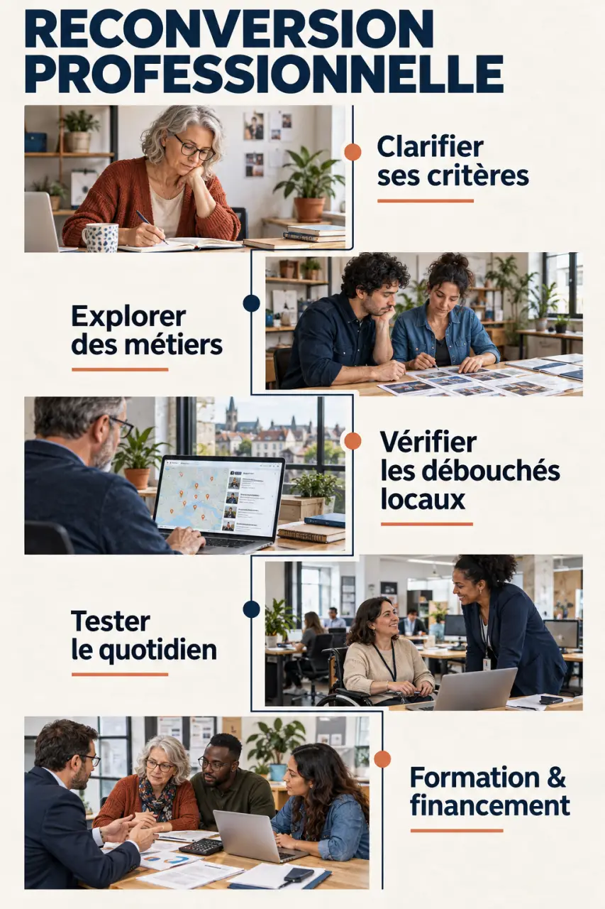 Idée de reconversion professionnelle : les étapes pour choisir un métier et sécuriser son parcours
