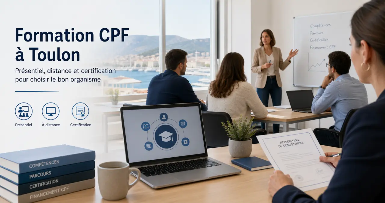 Formation CPF à Toulon : présentiel, distance et certification pour choisir le bon organisme