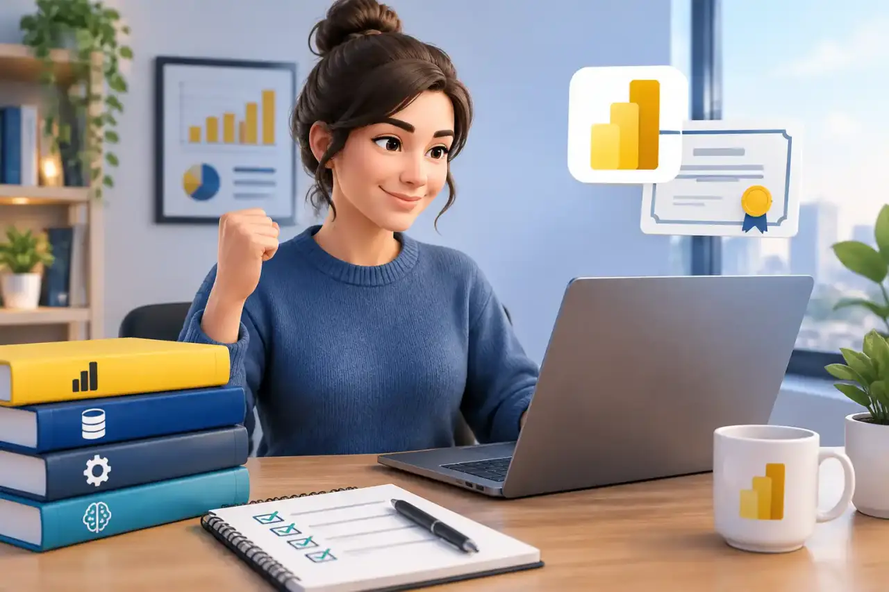 Préparation à la certification Power BI devant un tableau de bord analytique